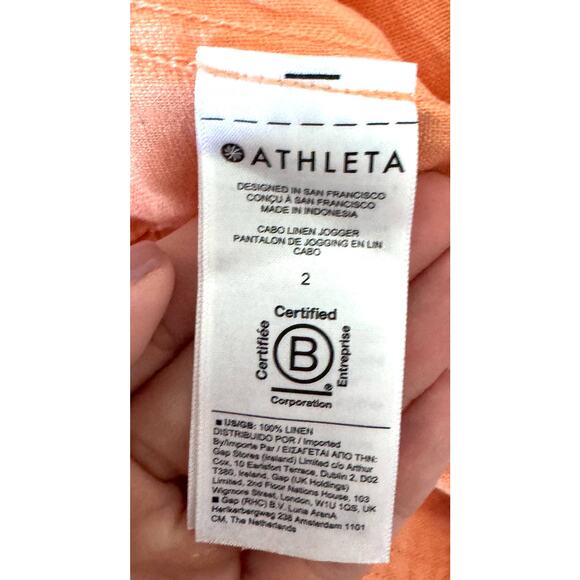 Athleta Elastic Waist Linen Joggers Pants Orange Size 2 - Picture 8 of 9